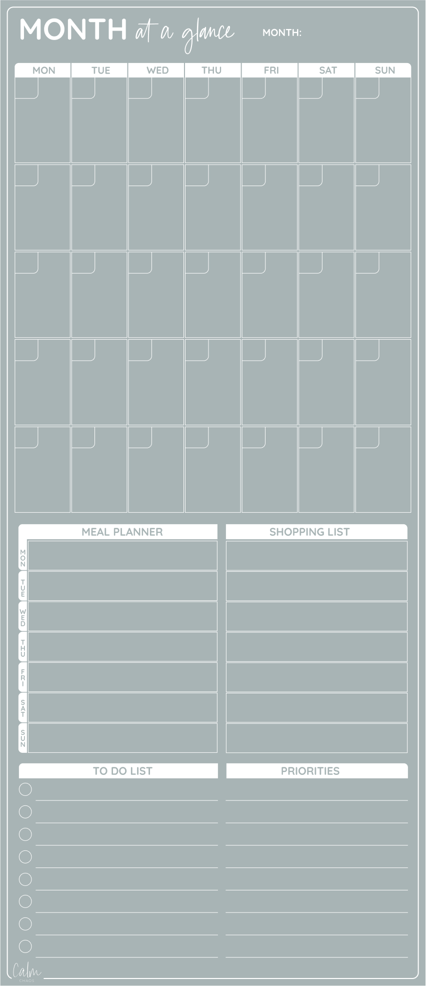 Seconds: Magnetic Monthly Master Fridge Planner