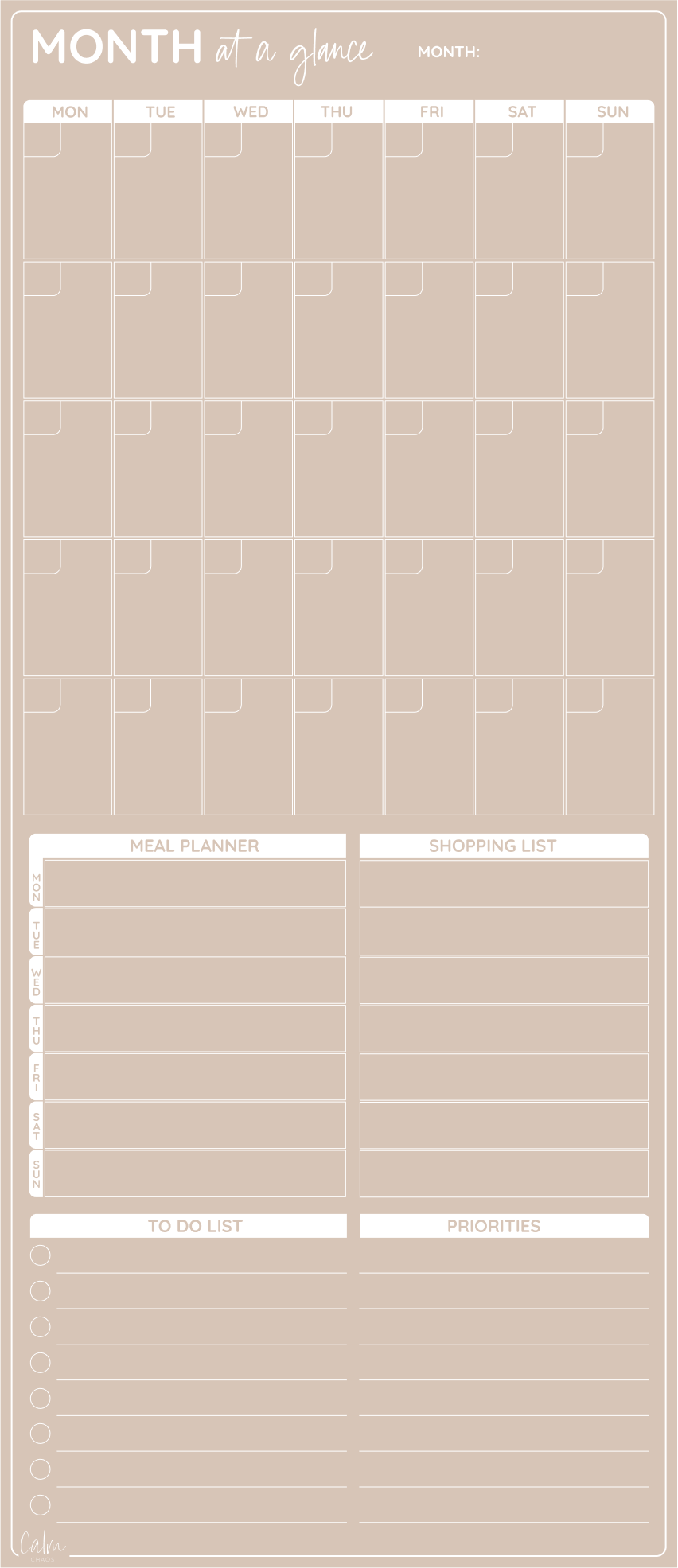 Seconds: Magnetic Monthly Master Fridge Planner