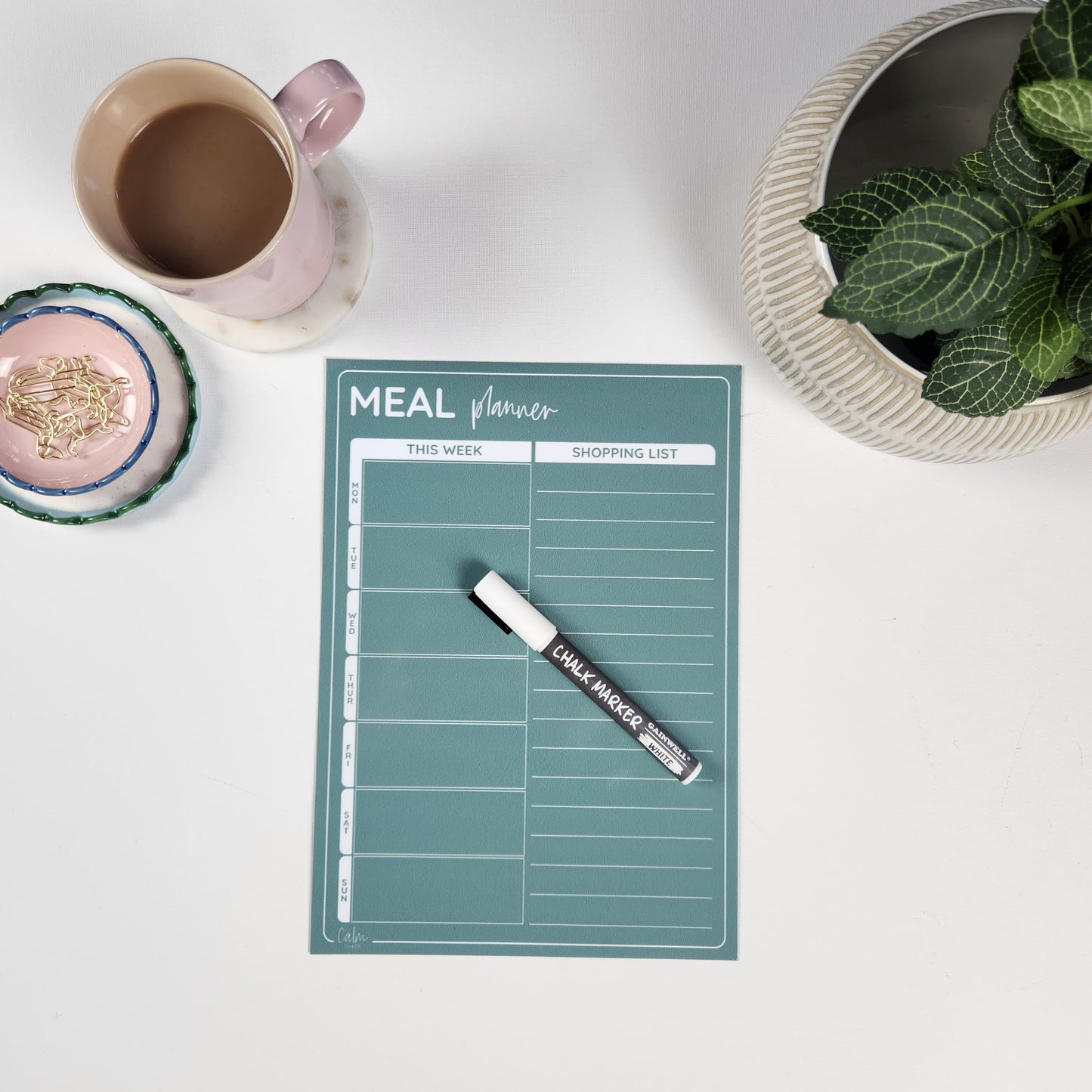 Laminated Meal Time Planner in Emerald Green