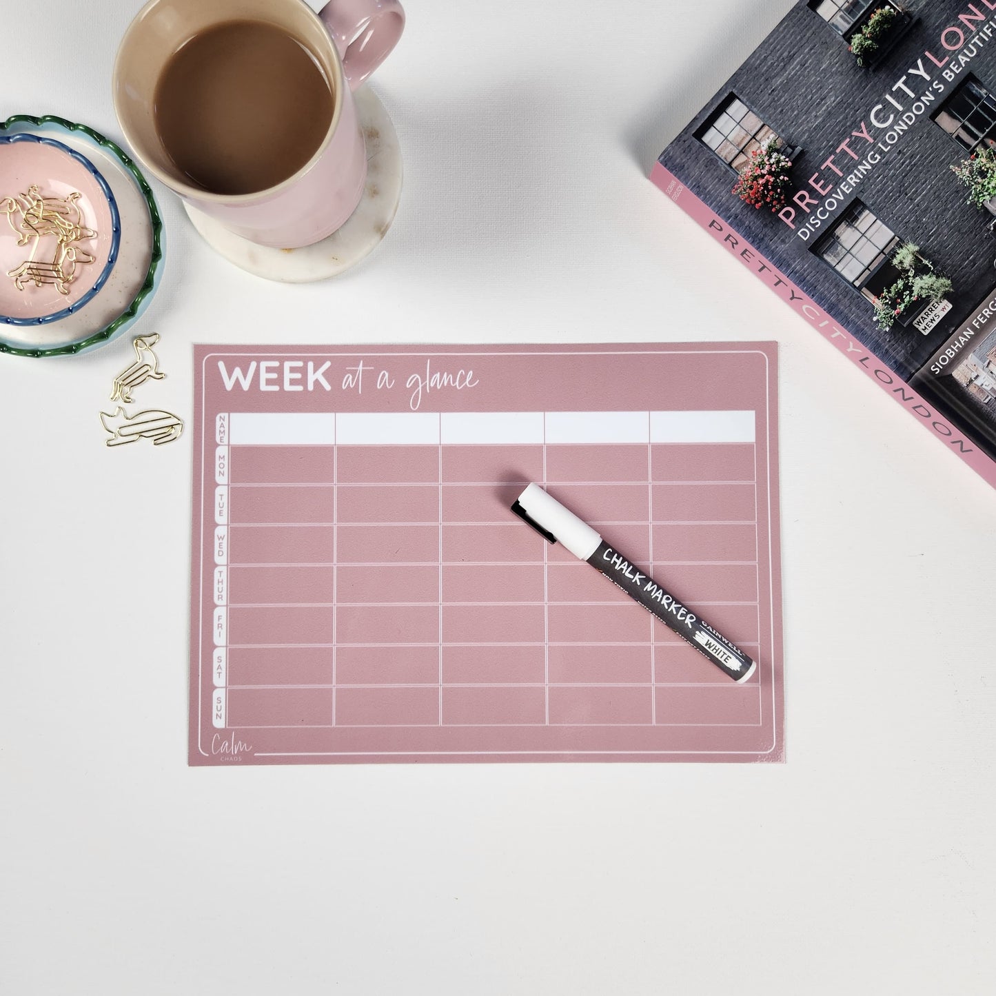 Laminated Weekly Planner in Dusty Rose